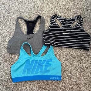 Nike Sports Bra Trio - Blue, Gray, Black Striped